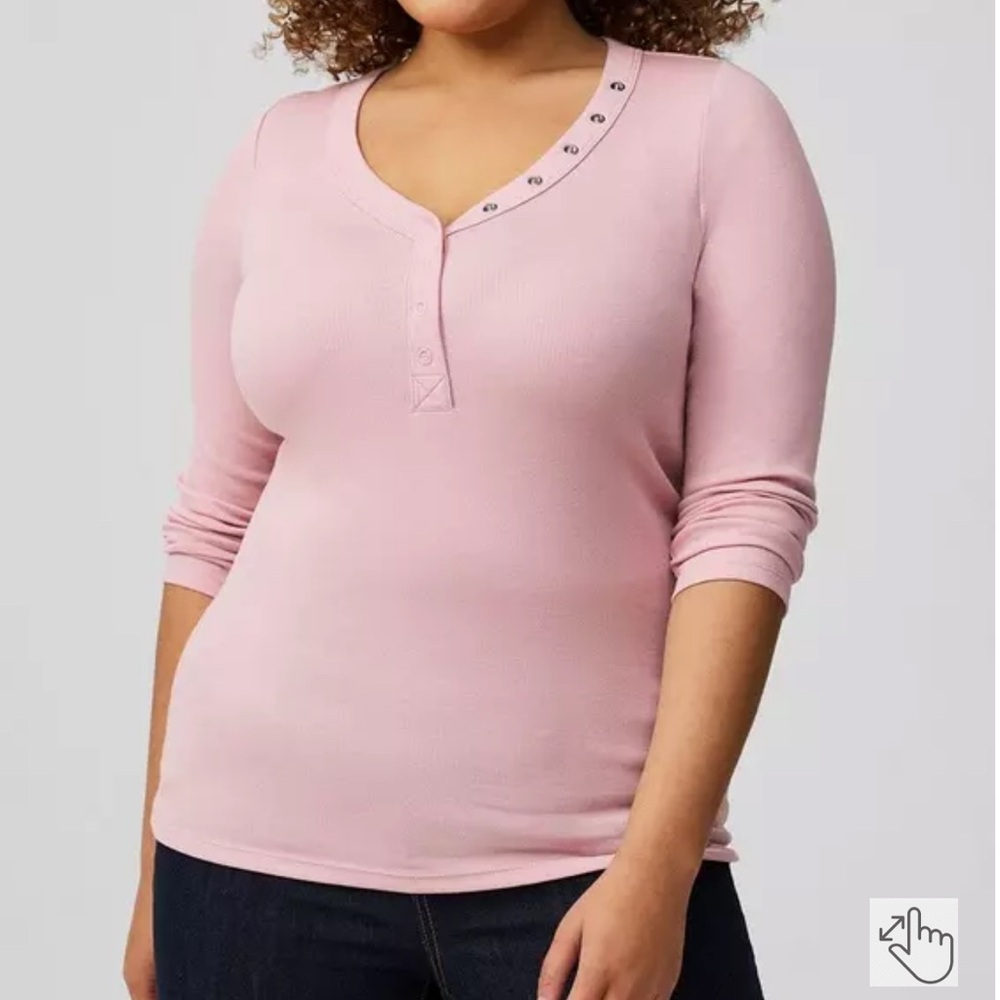 NWT Torrid Cotton Rib Henley Elbow Top Size 3X